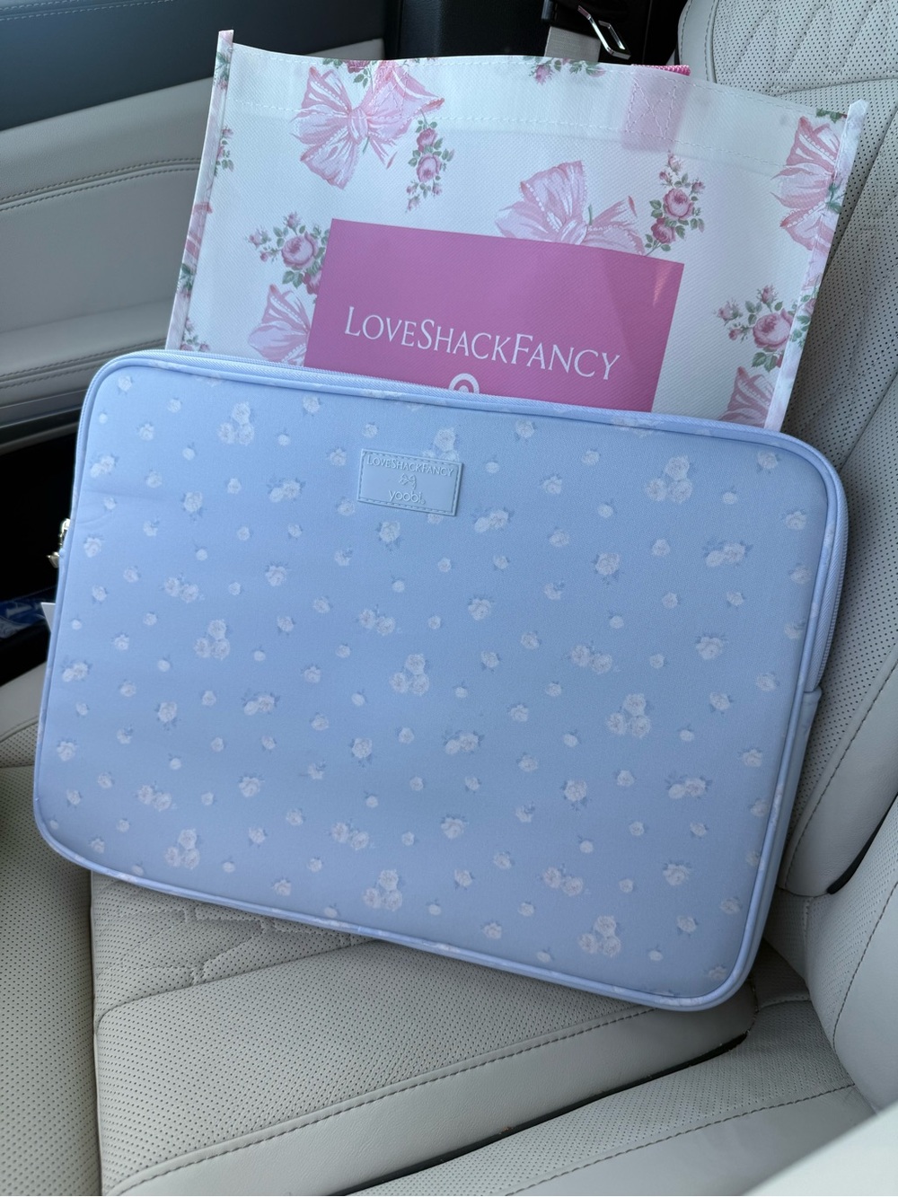 LoveShackFancy Powder Blue Floral Laptop Sleeve